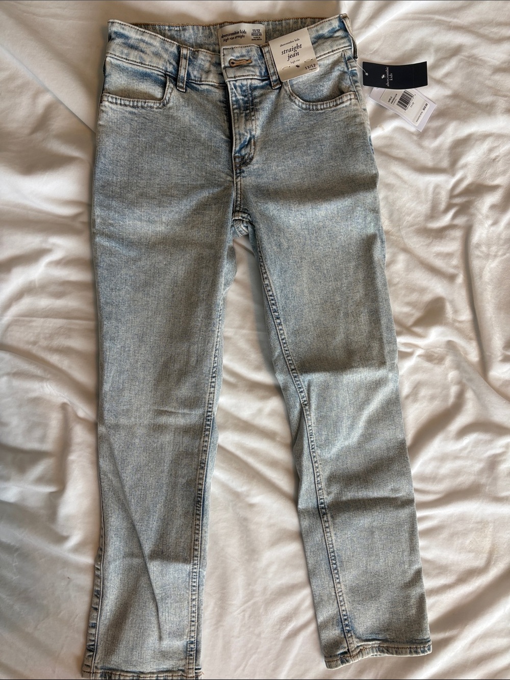 abercrombie kids high rise straight leg jeans